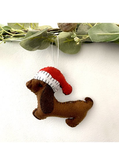 Dachshund felt decoration tan